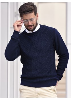 Sweter męski - wełna merino - Massimo (duży) - granat - 4XL ze sklepu Swetry Lasota w kategorii Swetry męskie - zdjęcie 147128218