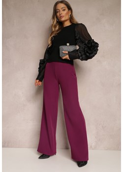 Fioletowe Spodnie Szerokie High Waist Dule ze sklepu Renee odzież w kategorii Spodnie damskie - zdjęcie 147148567