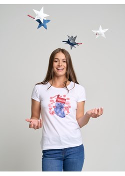 Koszulka damska z motywem świątecznym biała Stacy 101 ze sklepu Big Star w kategorii Bluzki damskie - zdjęcie 147149096
