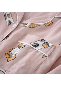 Dwuczęściowa długa piżama damska w kotki - Różowy / M ze sklepu Lovita.pl w kategorii Piżamy damskie - zdjęcie 147230989