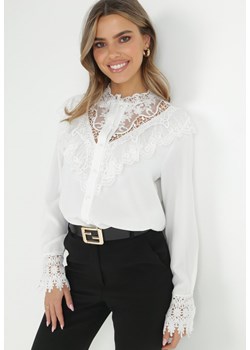 Biała Koszula z Koronką i Sargaia ze sklepu Born2be Odzież w kategorii Koszule damskie - zdjęcie 147271227