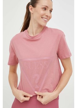 Guess t-shirt bawełniany ADELE kolor różowy V2YI06 K8HM0 ze sklepu ANSWEAR.com w kategorii Bluzki damskie - zdjęcie 147272309