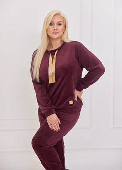 WELUROWY KOMPLET DRESOWY PLUS SIZE- BORDOWY ze sklepu olika.com.pl w kategorii Dresy damskie - zdjęcie 147342505
