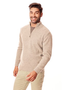 Sweter męski półgolf  "Troyer" beżowy 80% wełny ze sklepu Lanieri.pl w kategorii Swetry męskie - zdjęcie 147394008