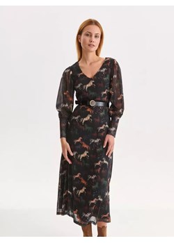 Sukienka z bufiastymi rękawami, z nadrukiem w konie ze sklepu Top Secret w kategorii Sukienki - zdjęcie 147440099