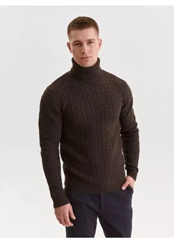 Sweter z golfem i przeplotami ze sklepu Top Secret w kategorii Swetry męskie - zdjęcie 147442316