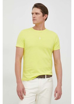 Polo Ralph Lauren t-shirt bawełniany kolor żółty gładki ze sklepu ANSWEAR.com w kategorii T-shirty męskie - zdjęcie 147465526