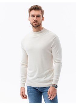 Sweter męski z półgolfem o gładkiej strukturze E178 - V4 ecru ze sklepu ombre w kategorii Swetry męskie - zdjęcie 147470106