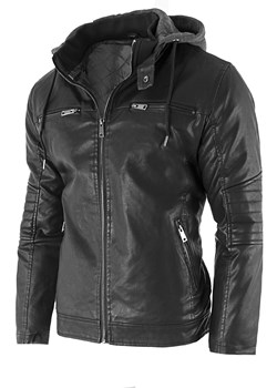 Zimowa kurtka skórzana YM-5552 czarna ze sklepu Risardi w kategorii Kurtki męskie - zdjęcie 147533036