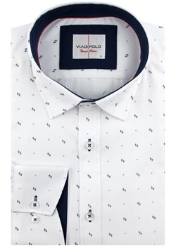 Koszula Męska Elegancka Wizytowa do garnituru biała we wzorki z długim rękawem w kroju SLIM FIT Viadi Polo C507 ze sklepu ŚWIAT KOSZUL w kategorii Koszule męskie - zdjęcie 147539546