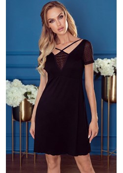 Caroline czarna koszula nocna z krótkim rękawem, Kolor czarny, Rozmiar S, Eldar ze sklepu Intymna w kategorii Koszule nocne - zdjęcie 147576615
