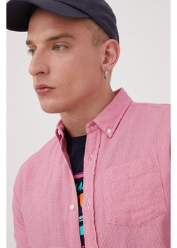 Superdry koszula bawełniana męska kolor różowy regular z kołnierzykiem button-down ze sklepu ANSWEAR.com w kategorii Koszule męskie - zdjęcie 147580076