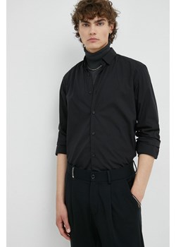 Bruuns Bazaar koszula męska kolor czarny regular z kołnierzykiem button-down ze sklepu ANSWEAR.com w kategorii Koszule męskie - zdjęcie 147580646