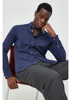 Polo Ralph Lauren koszula bawełniana męska kolor granatowy regular z kołnierzykiem button-down ze sklepu ANSWEAR.com w kategorii Koszule męskie - zdjęcie 147581269