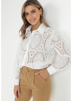 Biała Koszula Koronkowa Coillie ze sklepu Born2be Odzież w kategorii Koszule damskie - zdjęcie 147589885