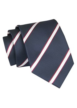 Krawat - ALTIES - Granatowy w Paski KRALTS0867 ze sklepu JegoSzafa.pl w kategorii Krawaty - zdjęcie 147609629