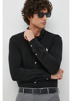 Polo Ralph Lauren koszula bawełniana męska kolor czarny regular z kołnierzykiem button-down ze sklepu ANSWEAR.com w kategorii Koszule męskie - zdjęcie 147801895