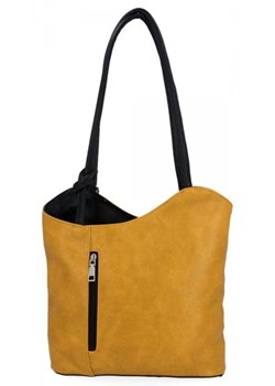 Uniwersalna Torebka Damska z Funkcją Plecaczka firmy Hernan Żółta ze sklepu torbs.pl w kategorii Torby Shopper bag - zdjęcie 147809385