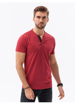 T-shirt męski bez nadruku S1390 - czerwony melanż ze sklepu ombre w kategorii T-shirty męskie - zdjęcie 147859376