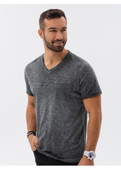 T-shirt męski z kieszonką - grafitowy melanż  V6 S1388 ze sklepu ombre w kategorii T-shirty męskie - zdjęcie 147859379