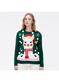 Cropp - Ciemnozielony sweter świąteczny - Zielony ze sklepu Cropp w kategorii Swetry damskie - zdjęcie 147864116
