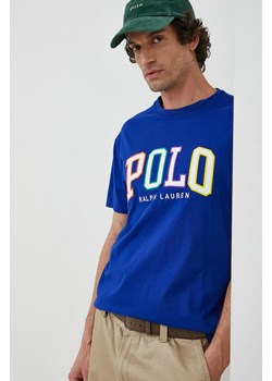 Polo Ralph Lauren t-shirt bawełniany kolor niebieski z aplikacją ze sklepu ANSWEAR.com w kategorii T-shirty męskie - zdjęcie 147906717