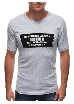T-shirt męski z nadrukiem 1465S - szary ze sklepu Edoti w kategorii T-shirty męskie - zdjęcie 147907495