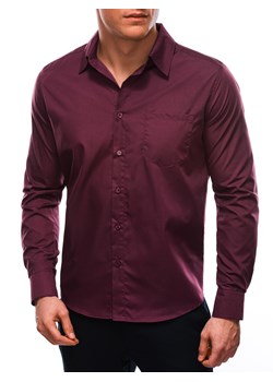 Koszula męska z długim rękawem 597K - bordowa ze sklepu Edoti w kategorii Koszule męskie - zdjęcie 147908546