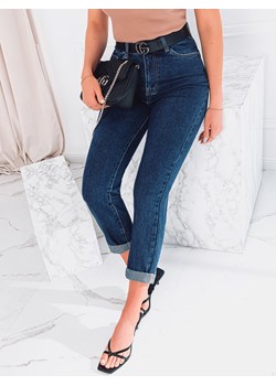 Spodnie damskie jeansowe 083PLR - ciemnoniebieskie ze sklepu Edoti w kategorii Jeansy damskie - zdjęcie 147909135