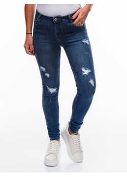 Spodnie damskie jeansowe 212PLR - granatowe ze sklepu Edoti w kategorii Jeansy damskie - zdjęcie 147909207