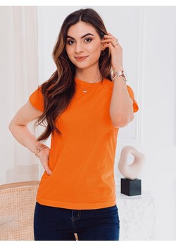 T-shirt damski basic 001SLR - pomarańczowy ze sklepu Edoti w kategorii Bluzki damskie - zdjęcie 147909326