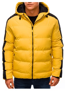 Kurtka męska zimowa pikowana 535C - żółta ze sklepu Edoti w kategorii Kurtki męskie - zdjęcie 147909765