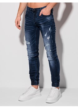 Spodnie męskie jeansowe joggery 1310P - niebieskie ze sklepu Edoti w kategorii Jeansy męskie - zdjęcie 147910408