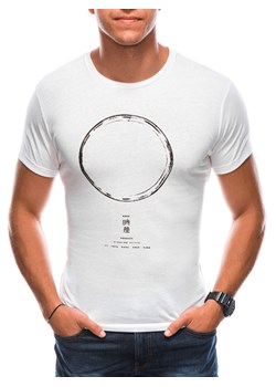 T-shirt męski z nadrukiem 1729S - ecru ze sklepu Edoti w kategorii T-shirty męskie - zdjęcie 147910467
