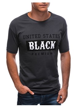 T-shirt męski z nadrukiem 1405S - grafitowy ze sklepu Edoti w kategorii T-shirty męskie - zdjęcie 147911337