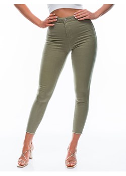 Spodnie damskie jeansowe 044PLR - khaki ze sklepu Edoti w kategorii Jeansy damskie - zdjęcie 147911639