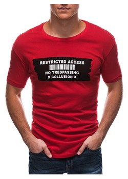 T-shirt męski z nadrukiem 1465S - czerwony ze sklepu Edoti w kategorii T-shirty męskie - zdjęcie 147913799