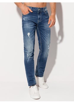 Spodnie męskie jeansowe 1219P - ciemnoniebieskie ze sklepu Edoti w kategorii Jeansy męskie - zdjęcie 147913958