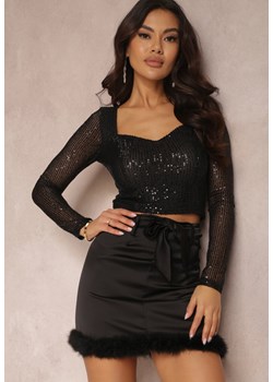 Czarna Spódnica z Wiązanym Paskiem i Ozdobnymi Piórami Codi ze sklepu Renee odzież w kategorii Spódnice - zdjęcie 147916835