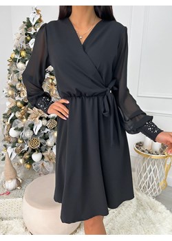 Czarna Sukienka z Wiązaniem ze sklepu ModnaKiecka.pl w kategorii Sukienki - zdjęcie 147984017