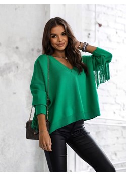 Sweter Parton Boho Zielony ze sklepu Lisa Mayo w kategorii Swetry damskie - zdjęcie 147997768