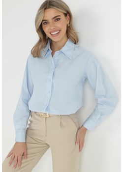 Niebieska Koszula Trapezowa z Szerokim Rękawem Izzar ze sklepu Born2be Odzież w kategorii Koszule damskie - zdjęcie 148025956