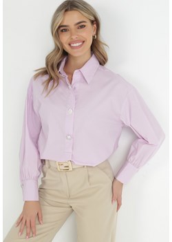 Jasnofioletowa Koszula Bawełniana Trapezowa Hazala ze sklepu Born2be Odzież w kategorii Koszule damskie - zdjęcie 148025986