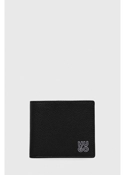 HUGO portfel skórzany męski kolor czarny ze sklepu ANSWEAR.com w kategorii Portfele męskie - zdjęcie 148029897