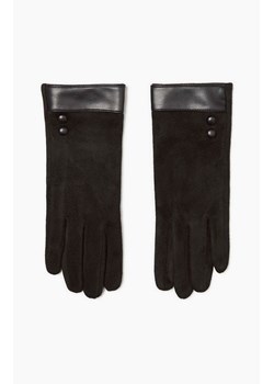 Zamszowe rękawiczki ze wstawką z ekologicznej skóry w kolorze czarnym 3902, Kolor czarny, Rozmiar uniwersalny, Moodo ze sklepu Primodo w kategorii Rękawiczki damskie - zdjęcie 148037457