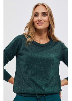 Sweter z metaliczną nitką w kolorze zielonym 3943, Kolor zielony, Rozmiar XS, Moodo ze sklepu Primodo w kategorii Swetry damskie - zdjęcie 148037569