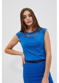 Bluzka z koronką niebieska ze sklepu Moodo.pl w kategorii Bluzki damskie - zdjęcie 148103006