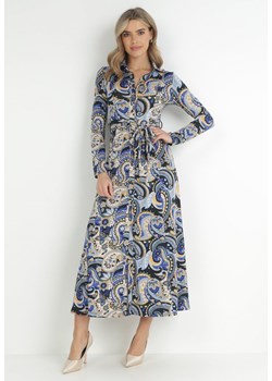 Niebieska Sukienka Maxi Koszulowa  Katra ze sklepu Born2be Odzież w kategorii Sukienki - zdjęcie 148103258