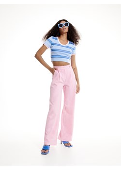 Reserved - Crop top w paski - jasnoniebieski ze sklepu Reserved w kategorii Bluzki damskie - zdjęcie 148109009