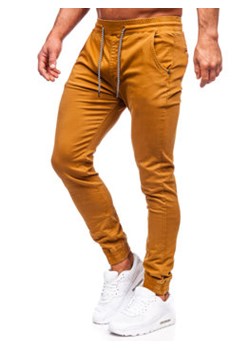 Camelowe spodnie materiałowe joggery męskie Denley KA6792 ze sklepu Denley w kategorii Spodnie męskie - zdjęcie 148125378